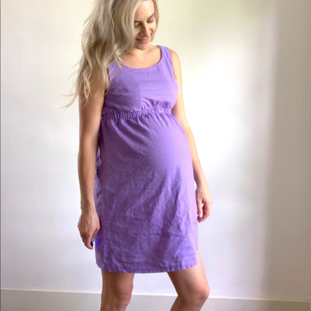 Purple Sleeveless Maternity Dress Elastic Waist M - Picture 2 of 8